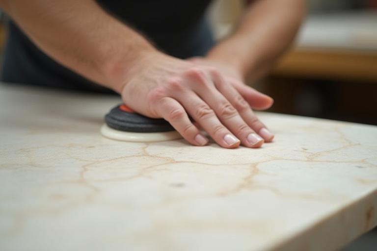 Ceramic pieces being carefully placed into a kiln, showing the firing process. Or, a skilled artisan polishing a stone countertop with a gentle touch.