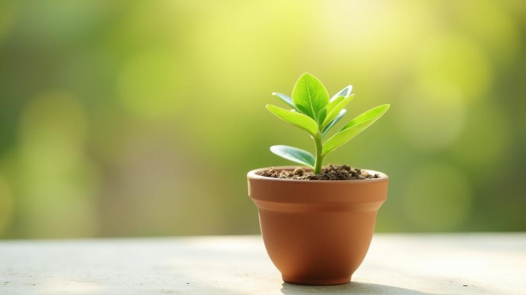 Isang berdeng halaman na tumutubo sa isang likas na kamay na gawa sa luad, sumasagisag sa pagpapanatili at kalikasan.